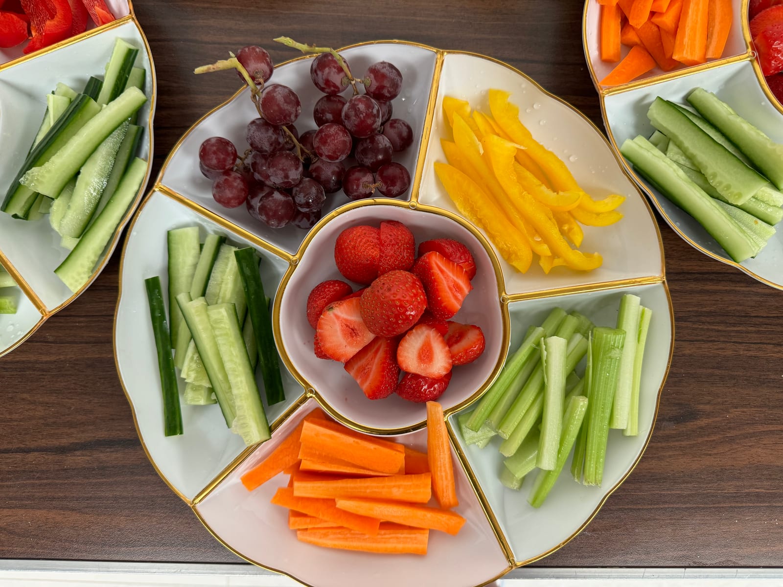 A colourful platter of fresh fruit and vegetables prepared for the club